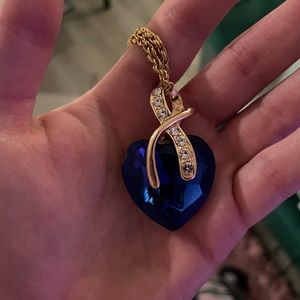 Heart-shaped Blue Emerald Necklace/Earring Set